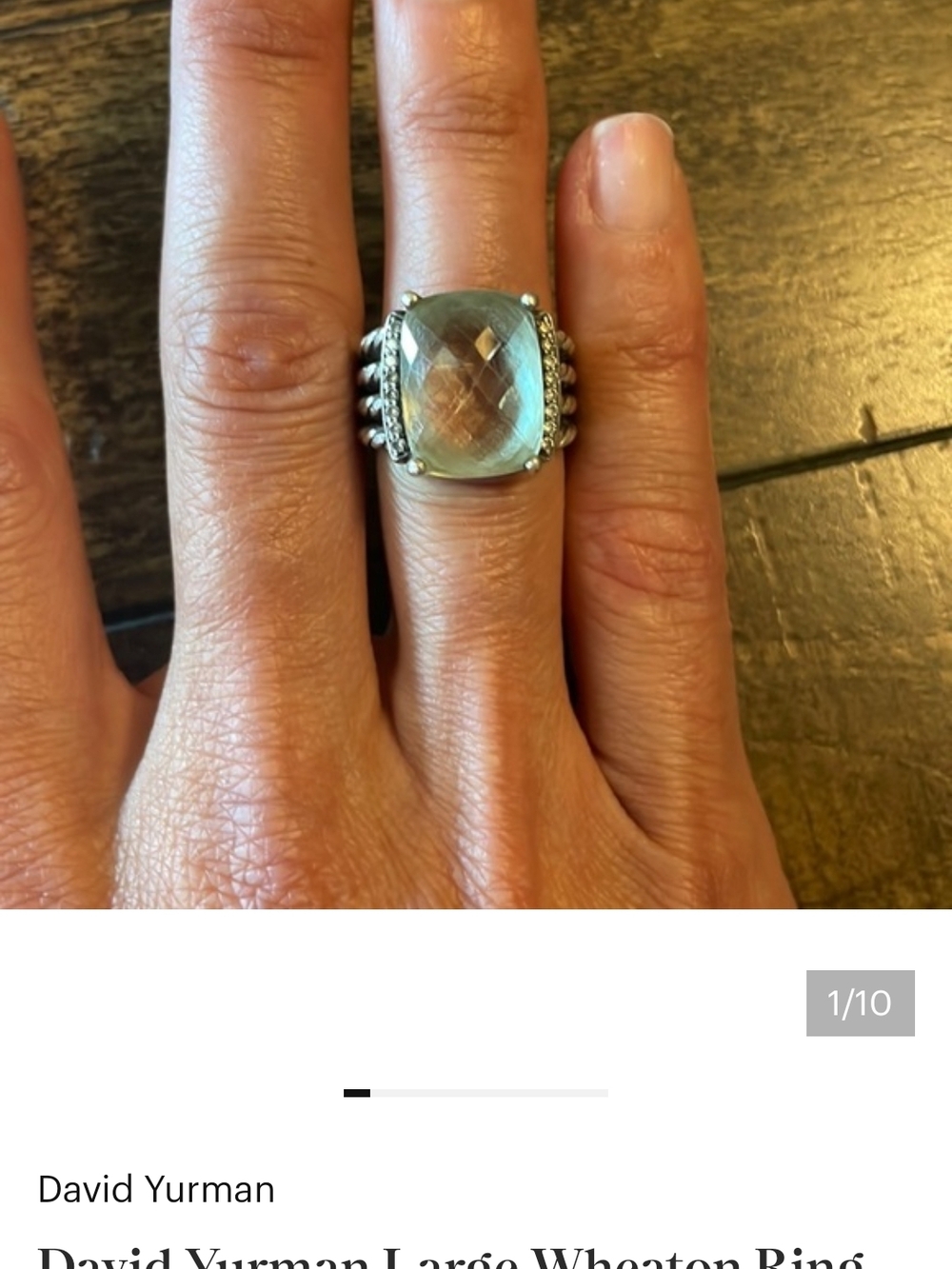 David Yurman Wheaton Ring with Faceted Smoky Blue-Green Stone